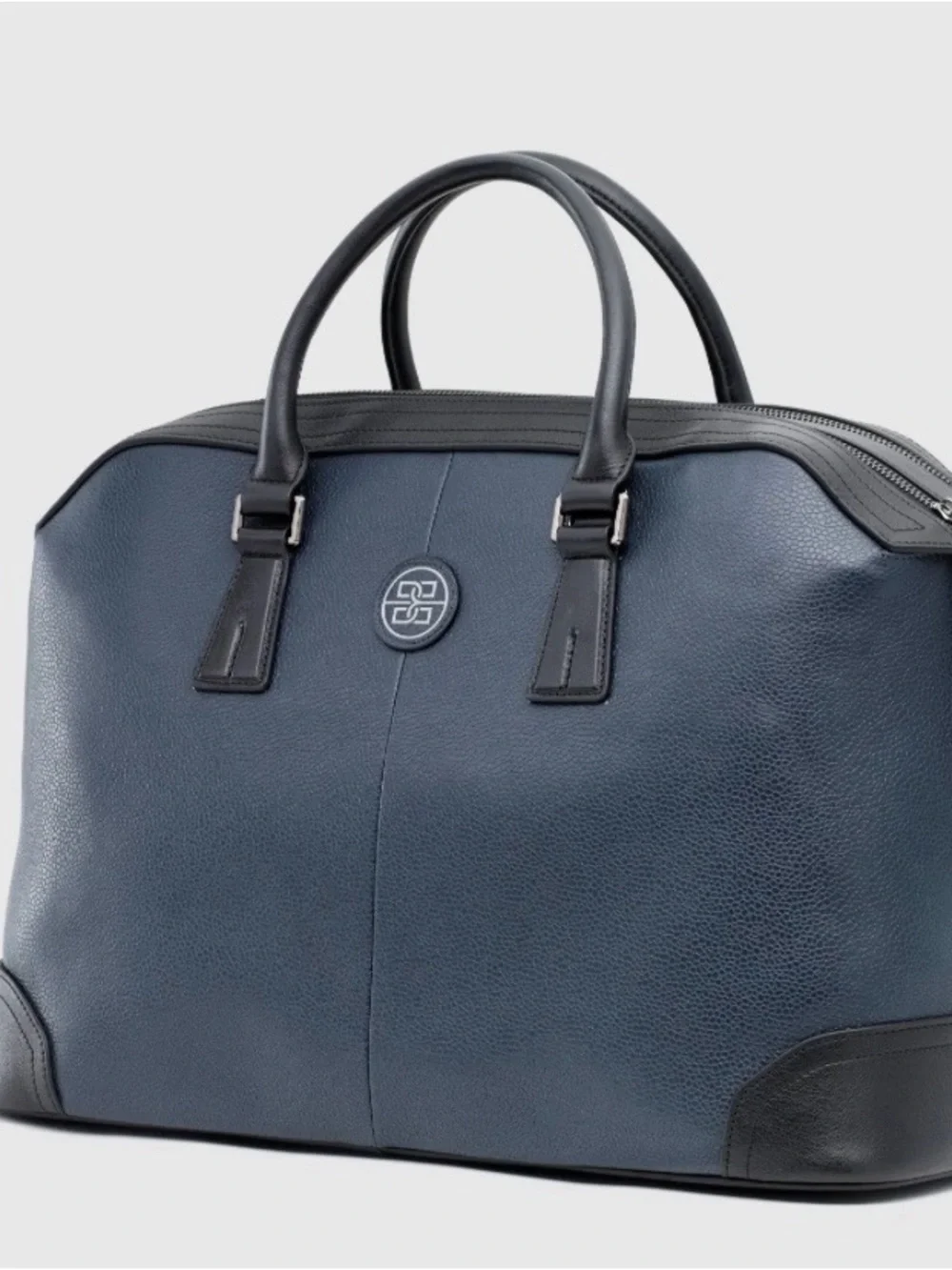 The Ivens Graphite Blue Leather Travel Bag by